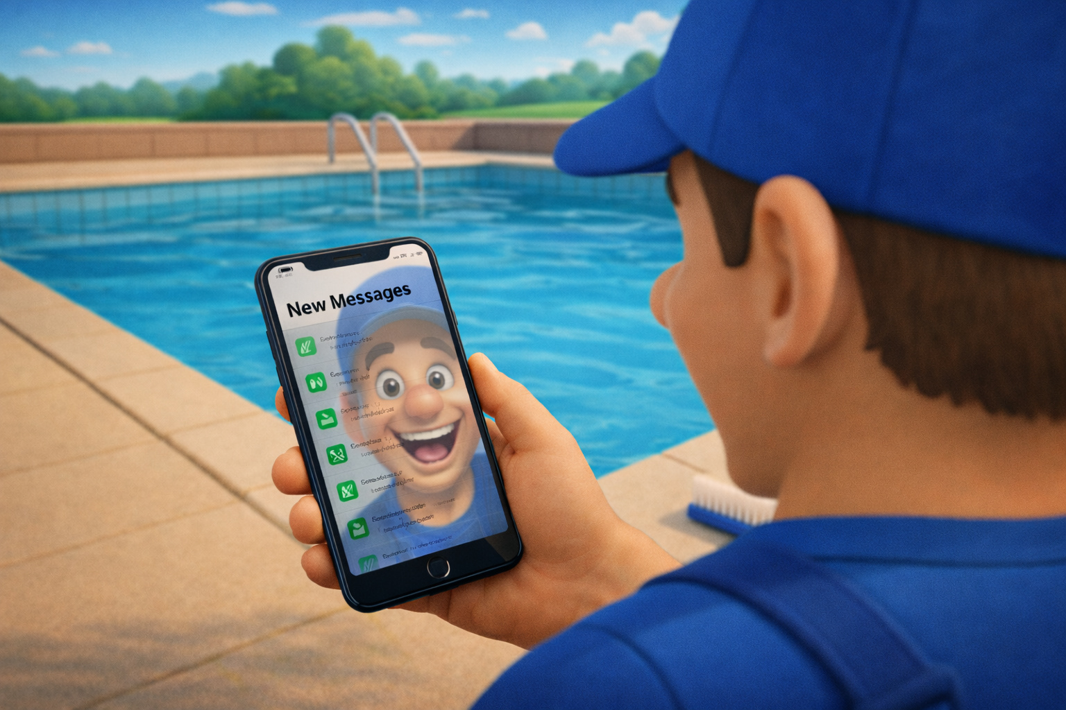 Pool professional checking the messages on their phone